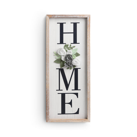 Hanging HOME Decor Signs - Rustic gallery wall decor with Felt Flower For O, Farmhouse Decorative Floral Wall Art Plaque, Rustic Brown
