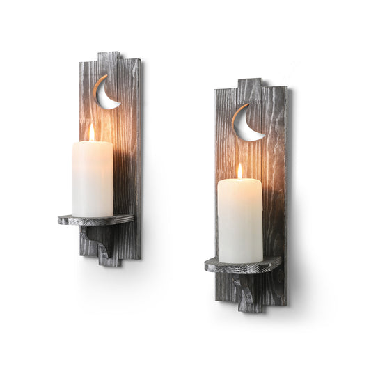 Candle Sconces Wall Decor Set of 2, Wooden Candle Holders, Dining Room Wall Decor Farmhouse Wall Sconces Set Of Two, Elegant Wall Decor Candle Sconces, Living Room Decor For Wall