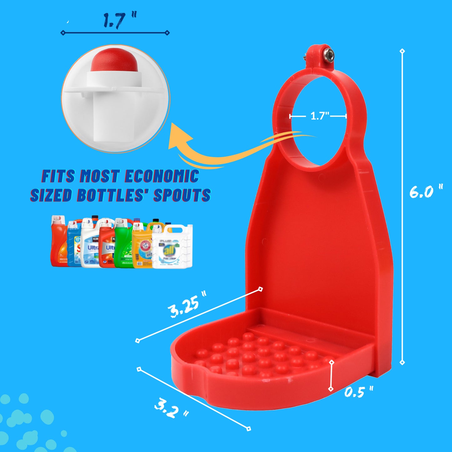 Laundry Drip Catcher - Laundry Detergent Cup Holder & Drip Tray Catcher for laundry room organizers and storage to Keep Room Tidy Laundry Station with Hex Wrench【1 Pack Red】