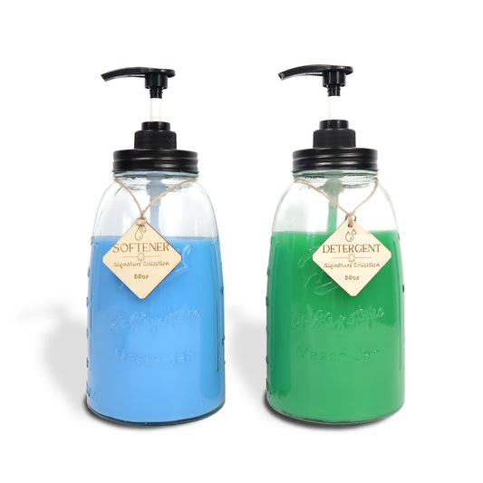 Mason Jar Laundry Detergent Dispenser Set, Liquid Detergent Dispenser for Laundry Room,